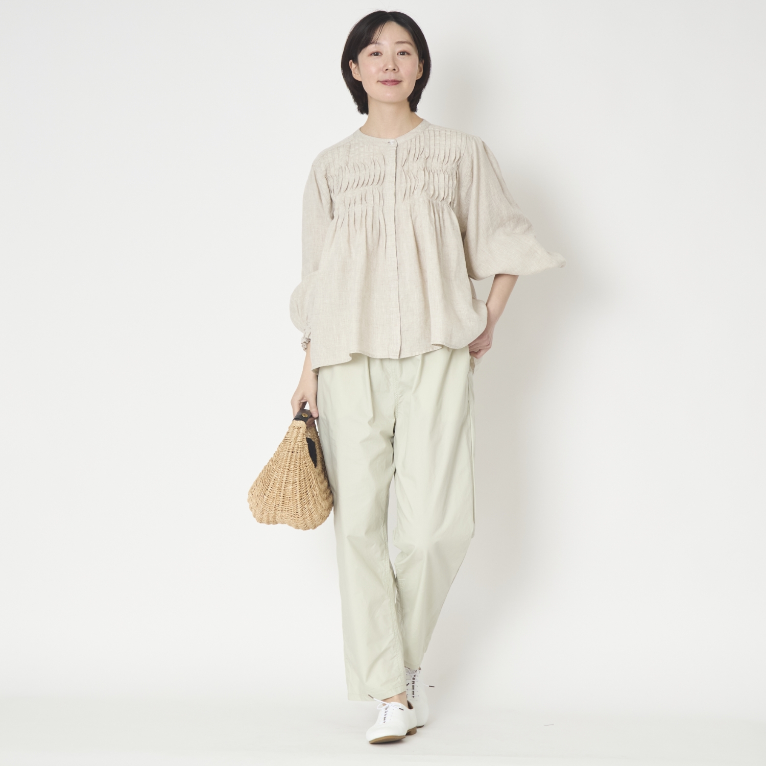 ubasoku/ウェーブピンタックブラウス