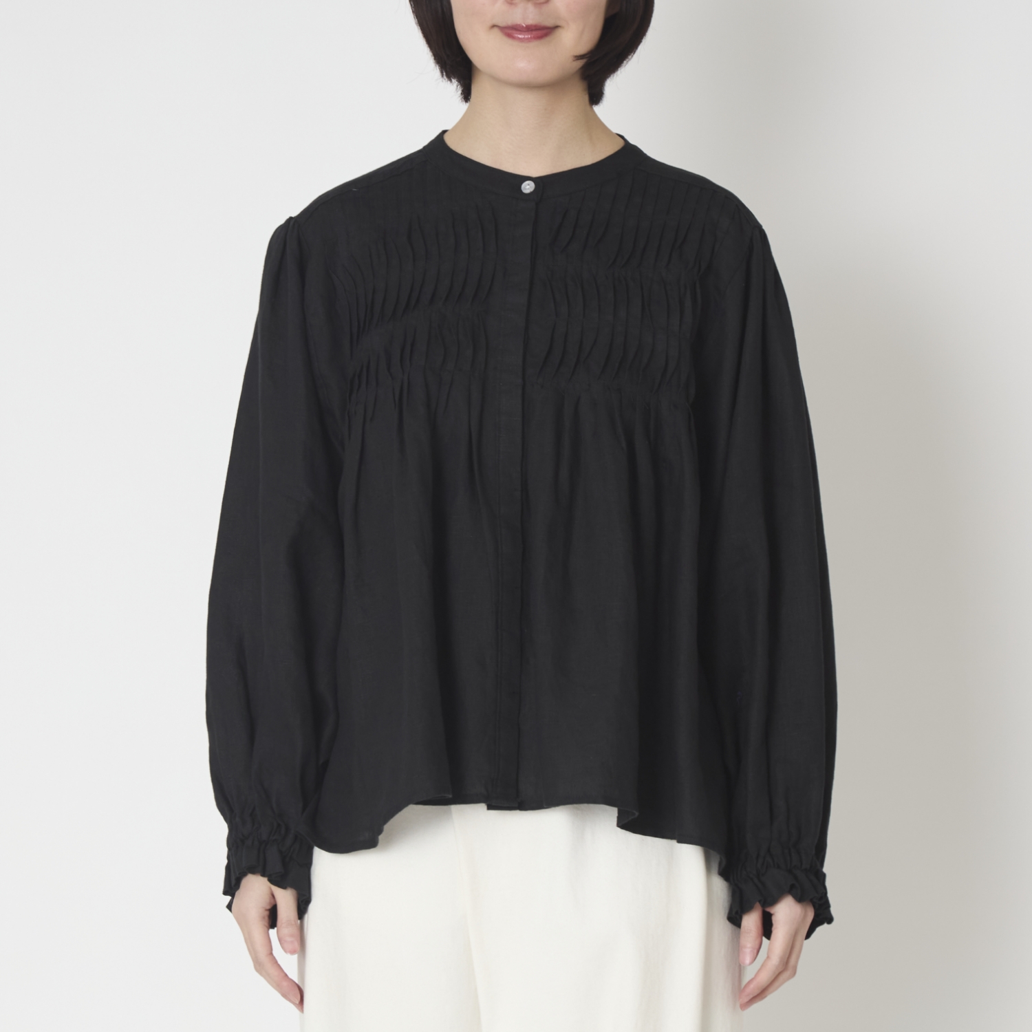 ubasoku/ウェーブピンタックブラウス