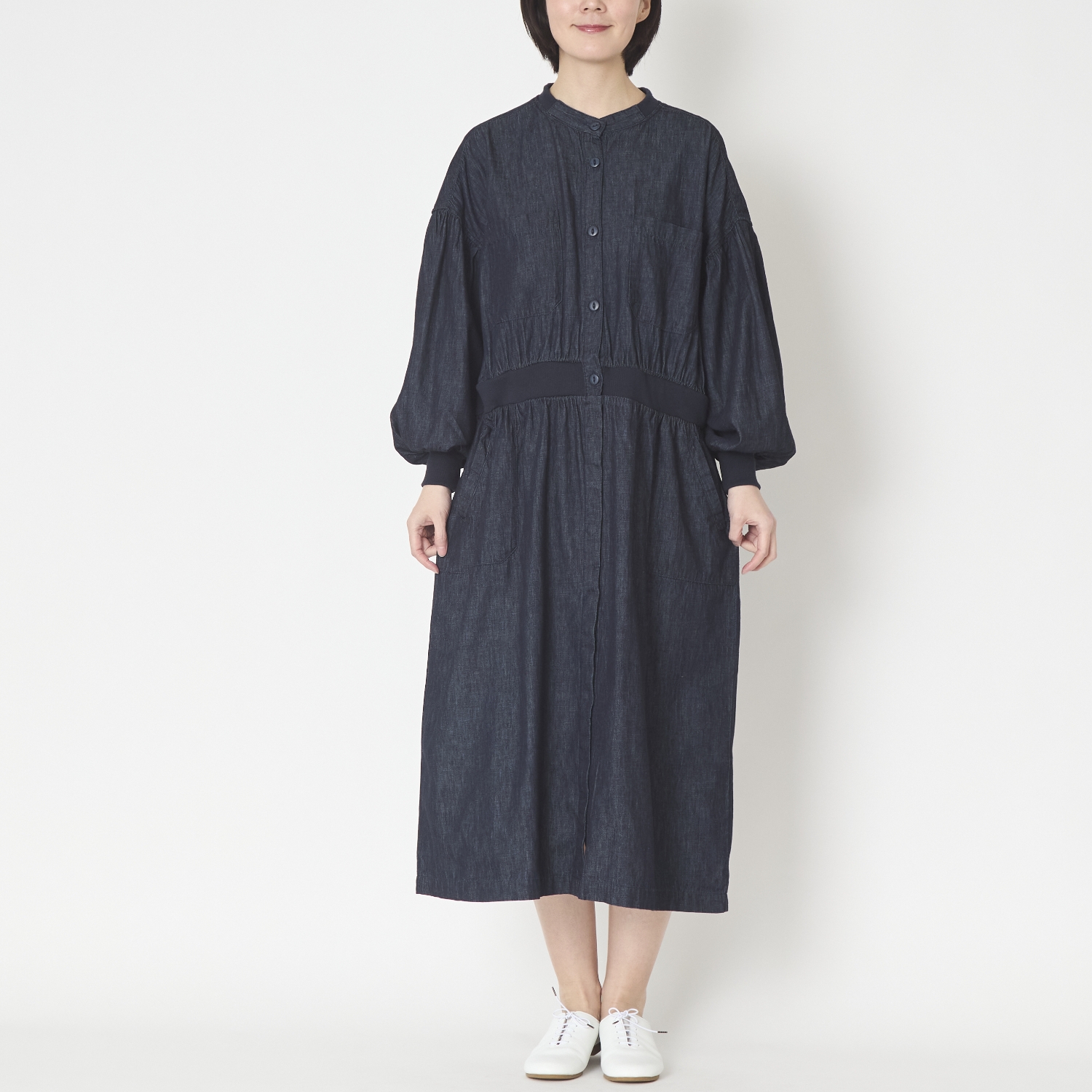 ubasoku/ウエストリブデニムワンピース