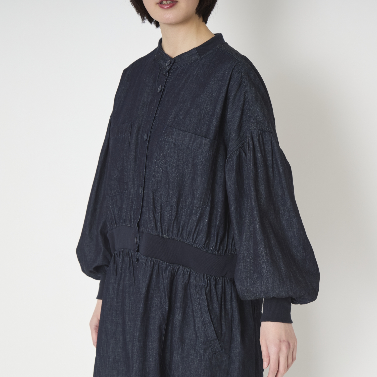 ubasoku/ウエストリブデニムワンピース