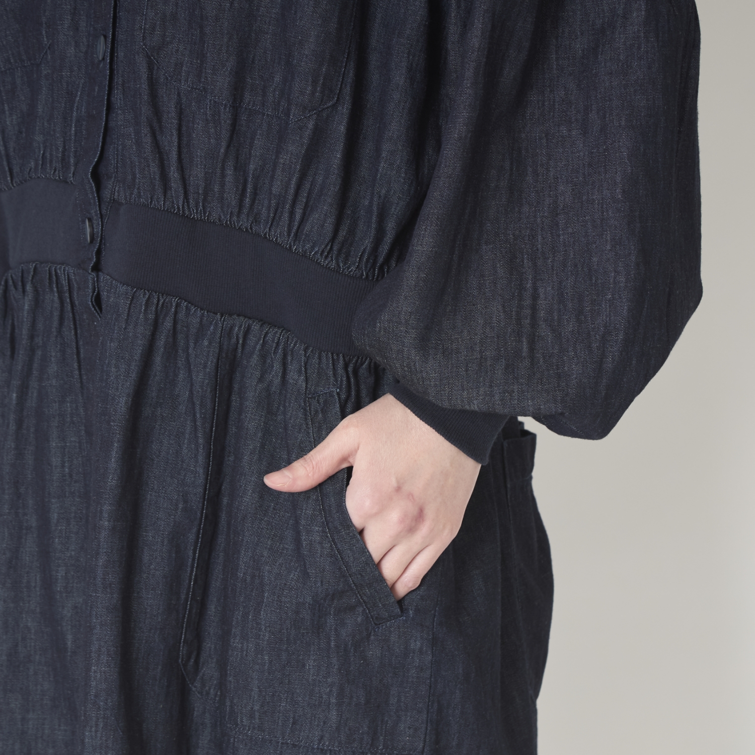 ubasoku/ウエストリブデニムワンピース