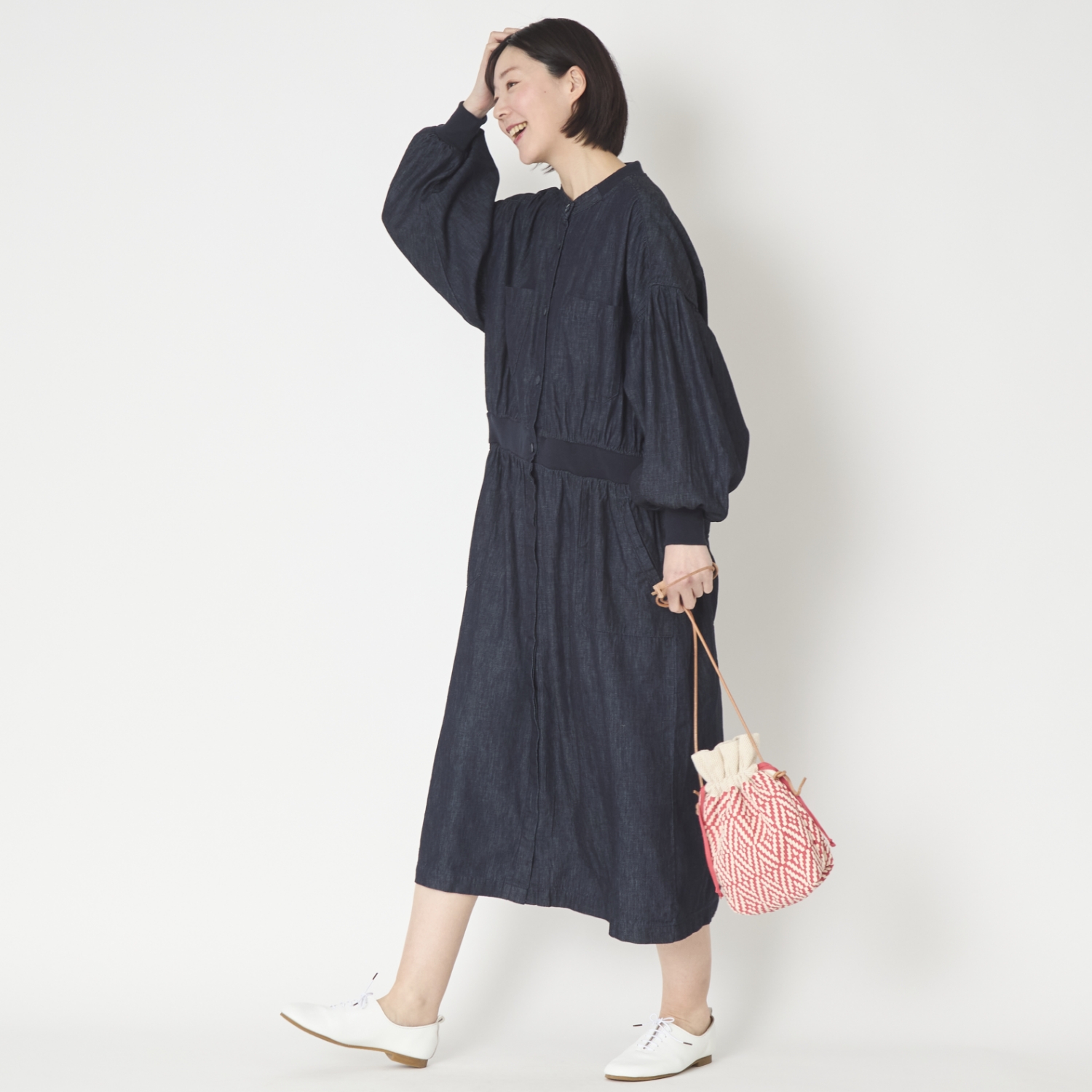 ubasoku/ウエストリブデニムワンピース