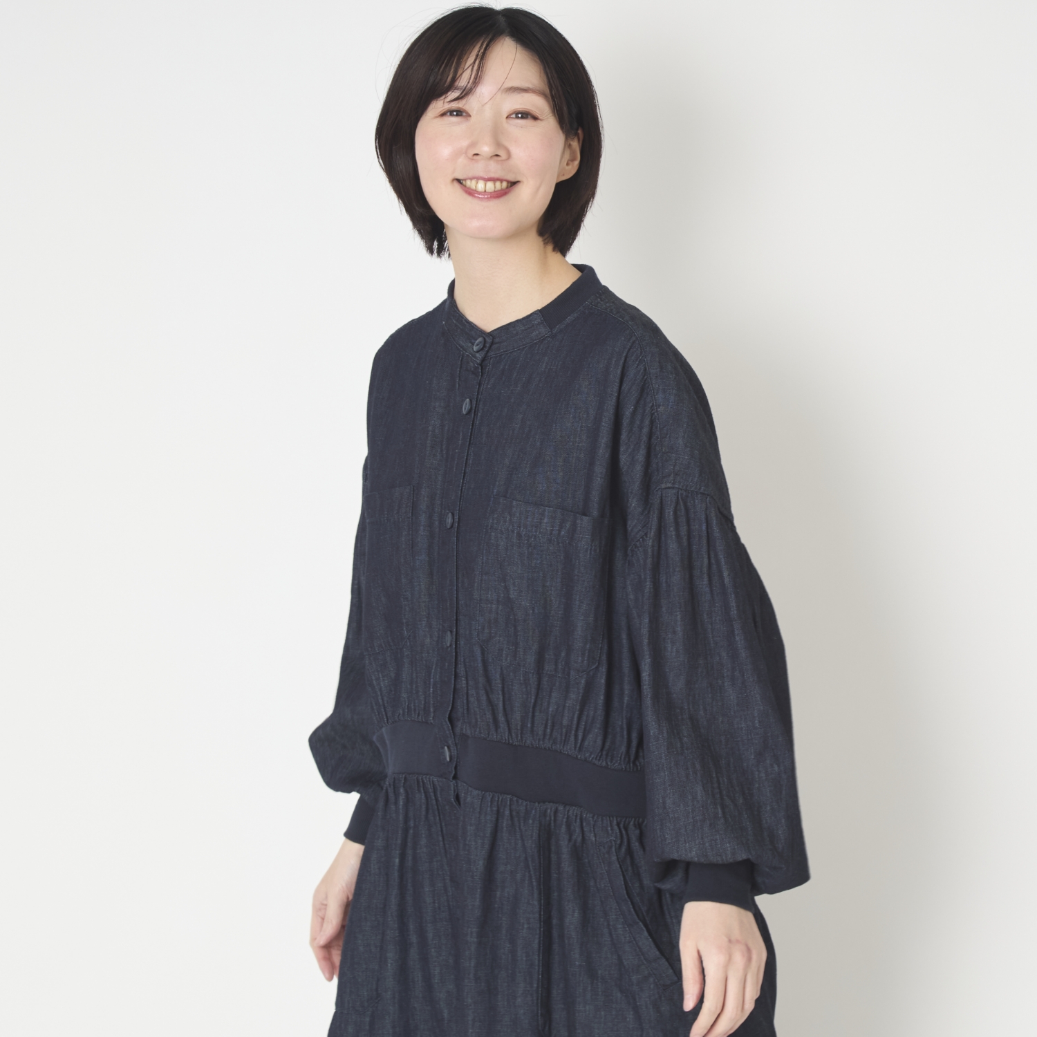 ubasoku/ウエストリブデニムワンピース