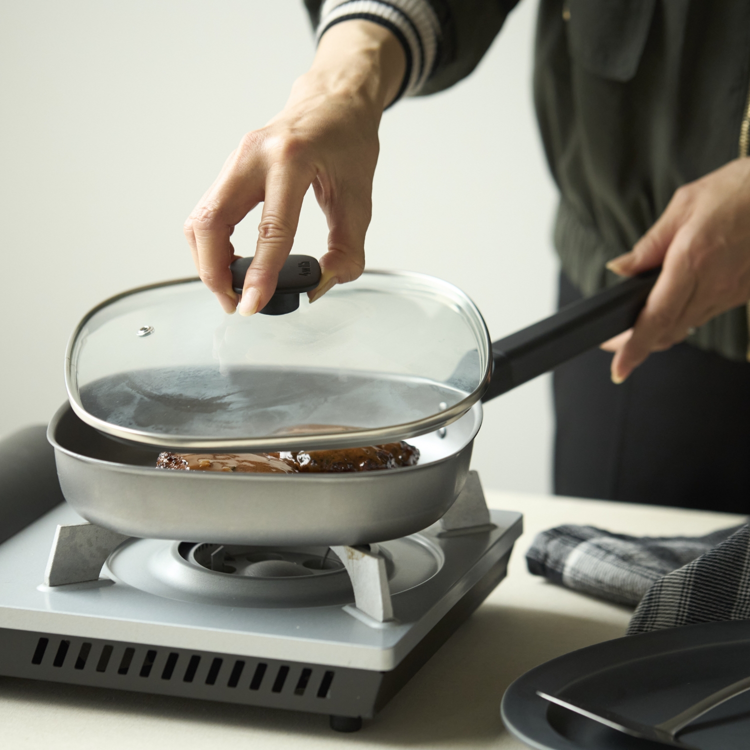 4w1h/ひし形フライパン用ガラス蓋