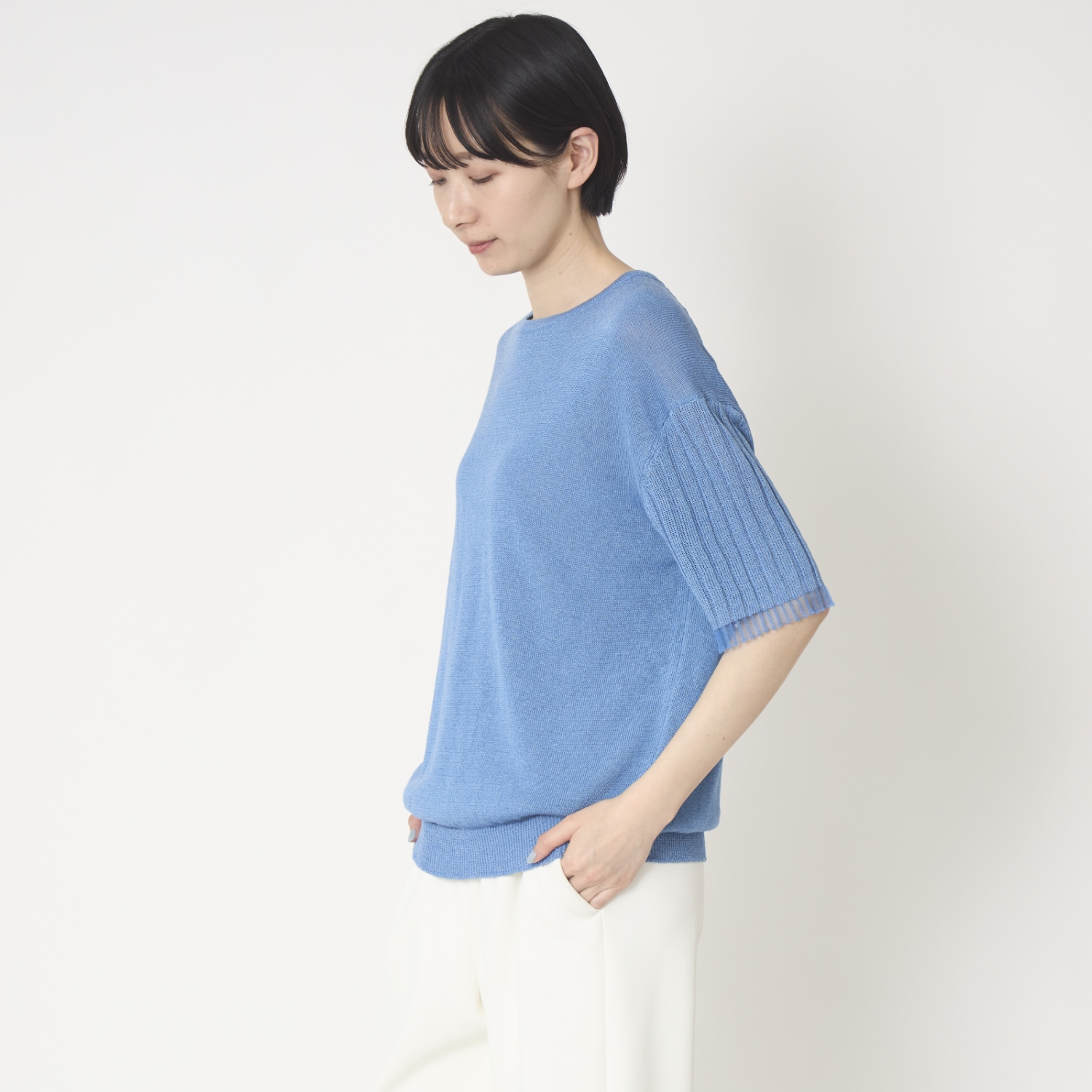 SAIFUKU/袖口が透けて涼やか麻プルオーバー
