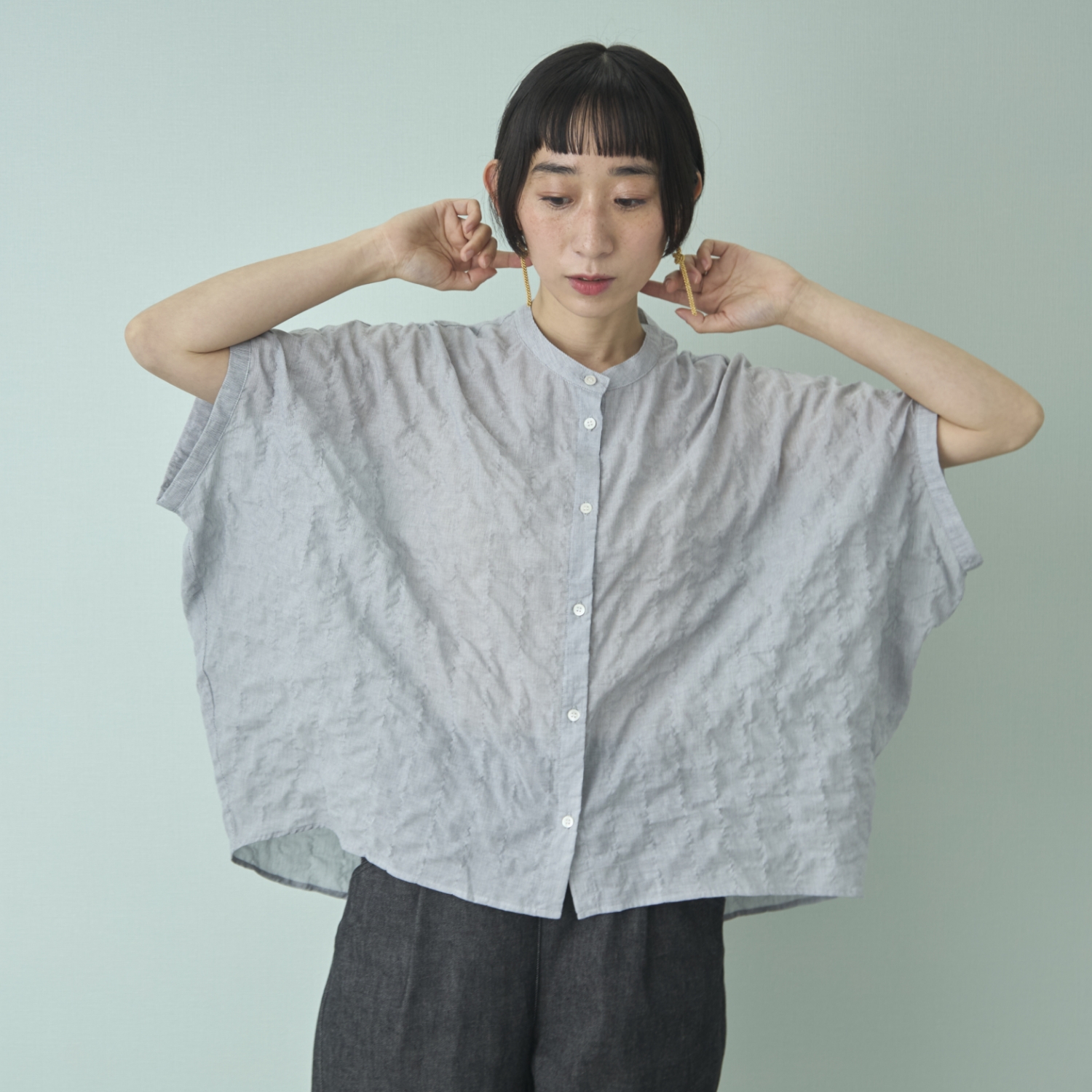 Kilka/コットンシャーリングドルマンシャツ