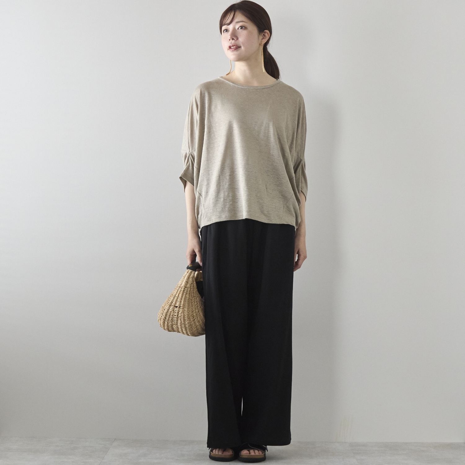 Kilka/風を通してひんやり涼しいリネンジャージードルマンカットソー