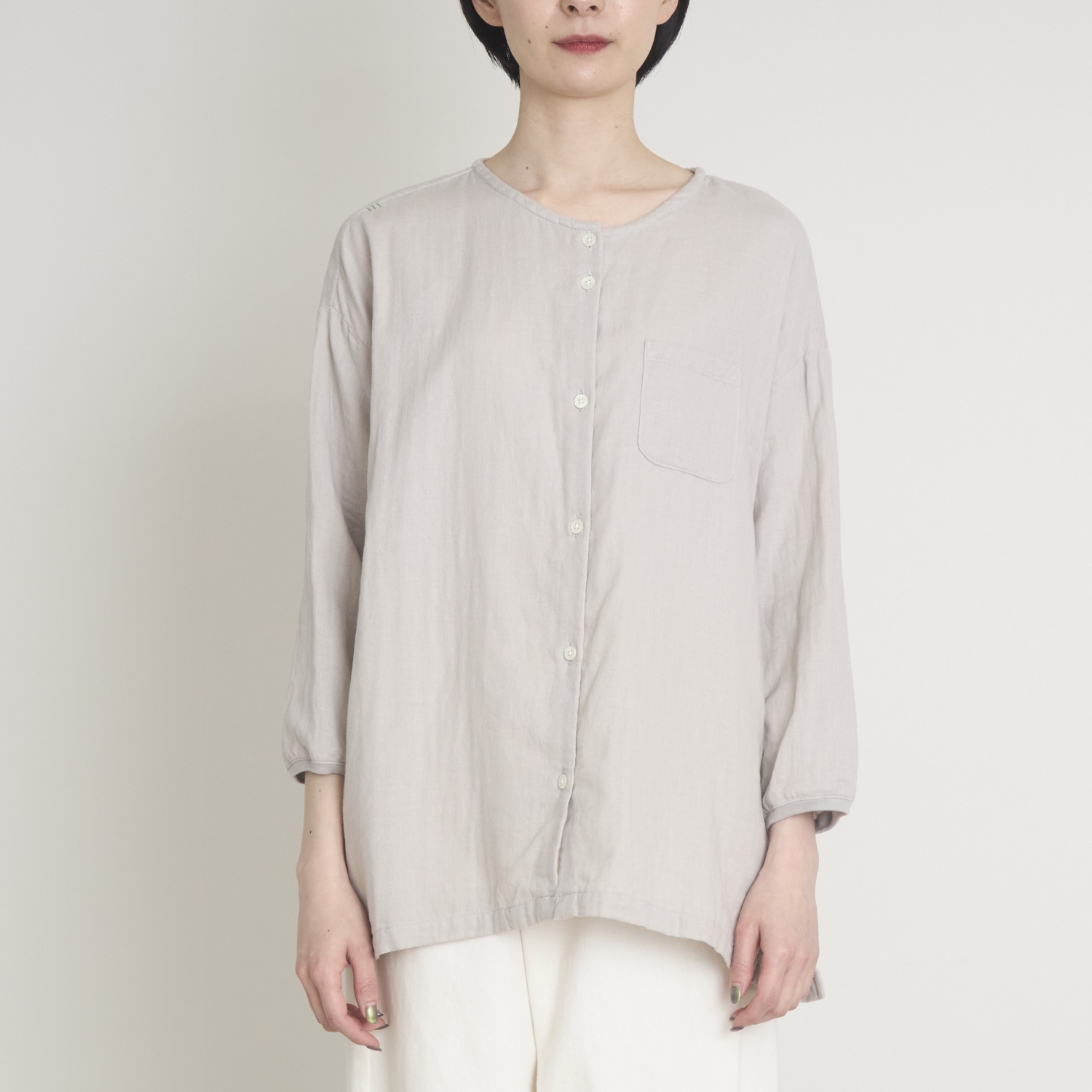 motone/ノーカラーシャツ2nd 9分袖