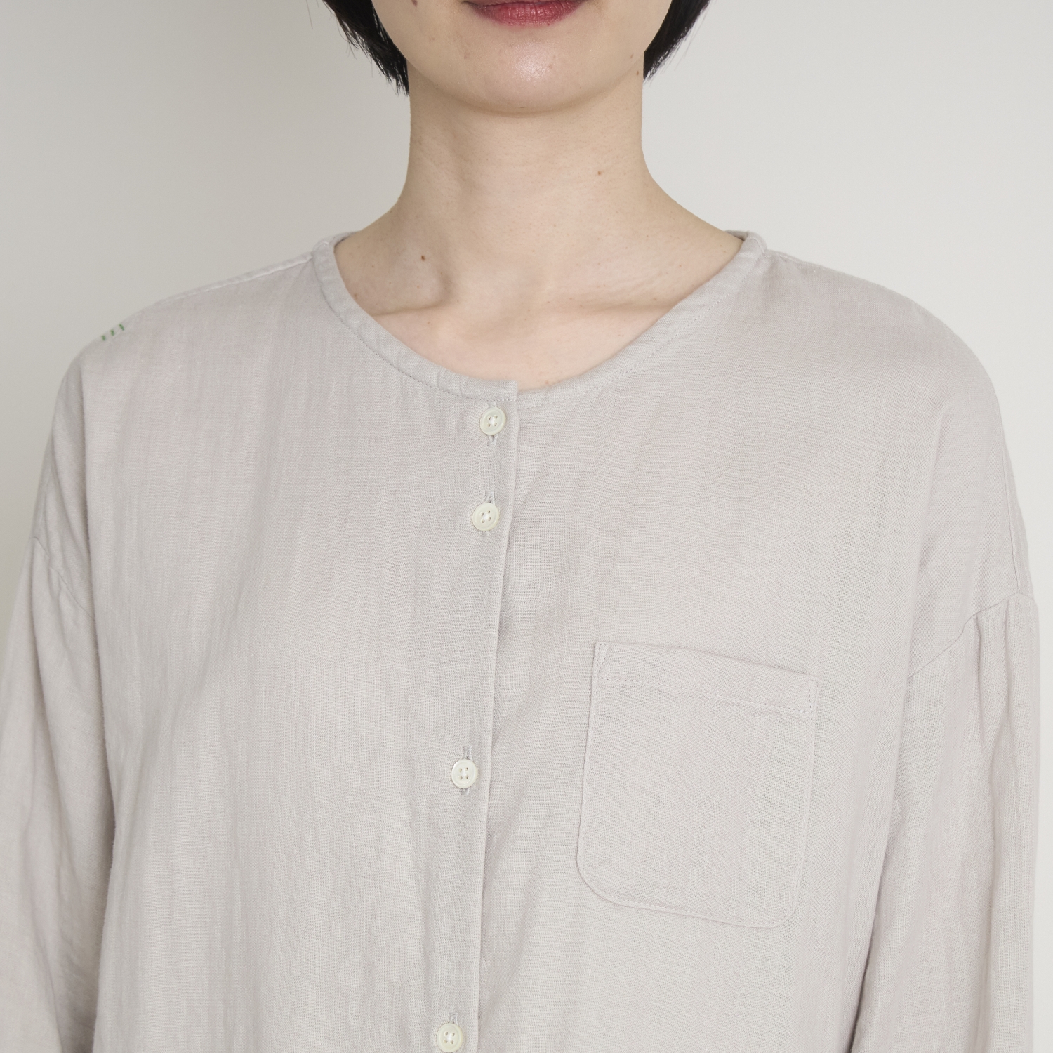 motone/ノーカラーシャツ2nd 9分袖