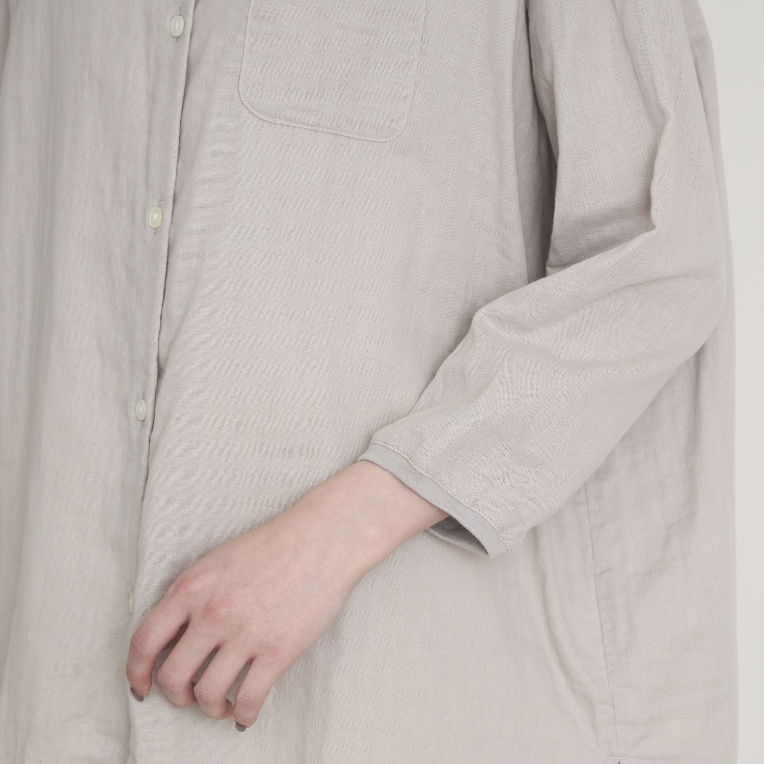 motone/ノーカラーシャツ2nd 9分袖