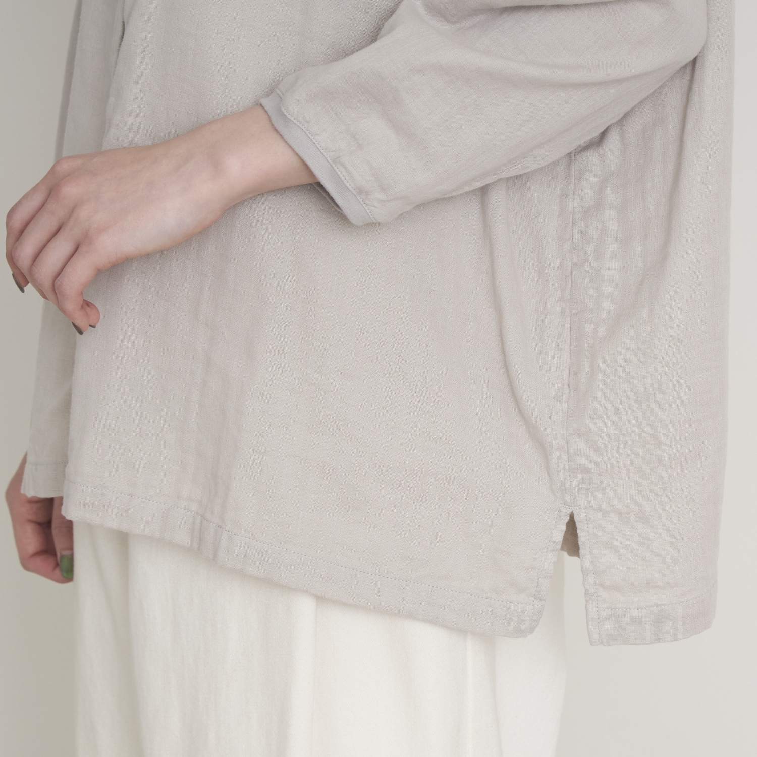 motone/ノーカラーシャツ2nd 9分袖