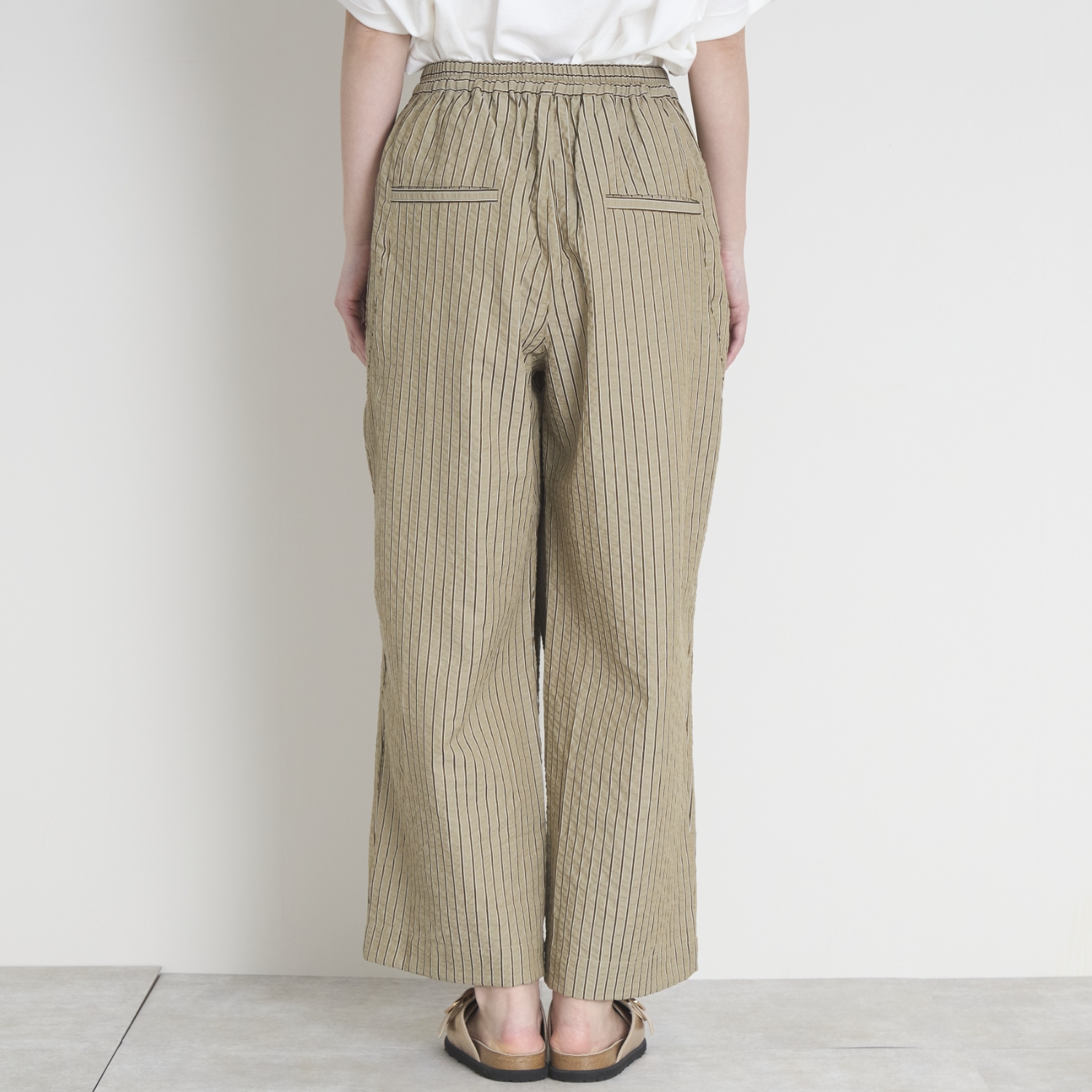 Kilka/風が通るストライプのカーブパンツ