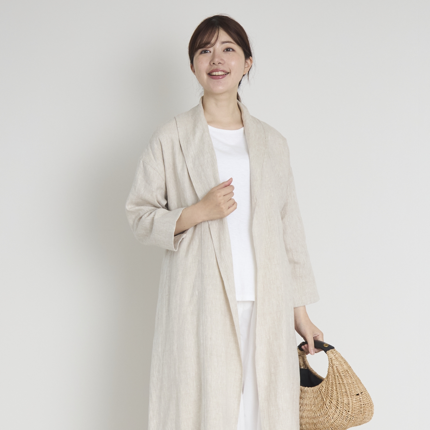 LOISIR リネン アデュートリステス サイズ38 ノーカラー コート 