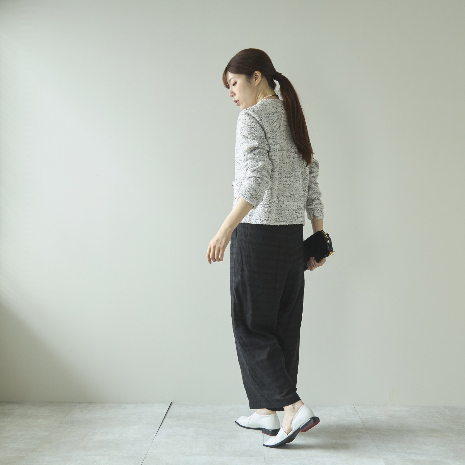Kilka/計算いらずの無地見えチェックパンツ