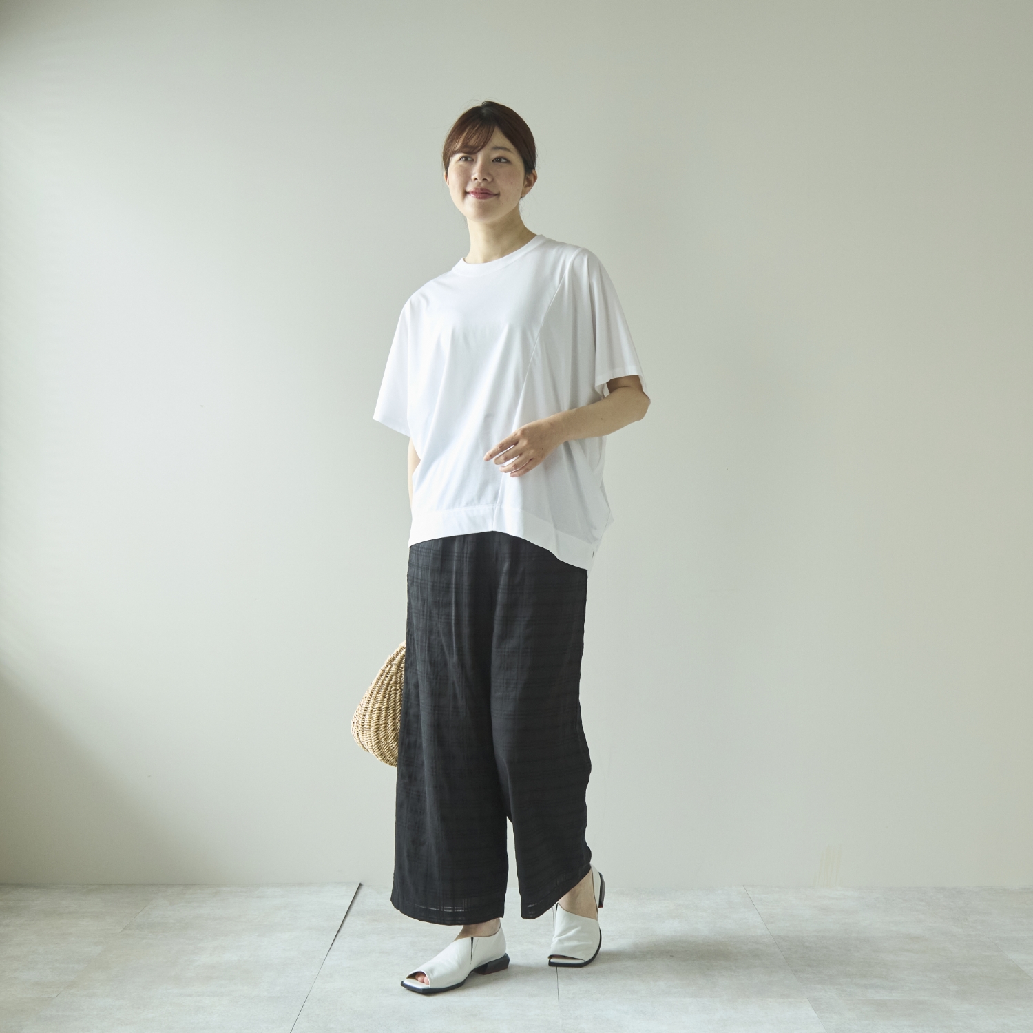 Kilka/計算いらずの無地見えチェックパンツ