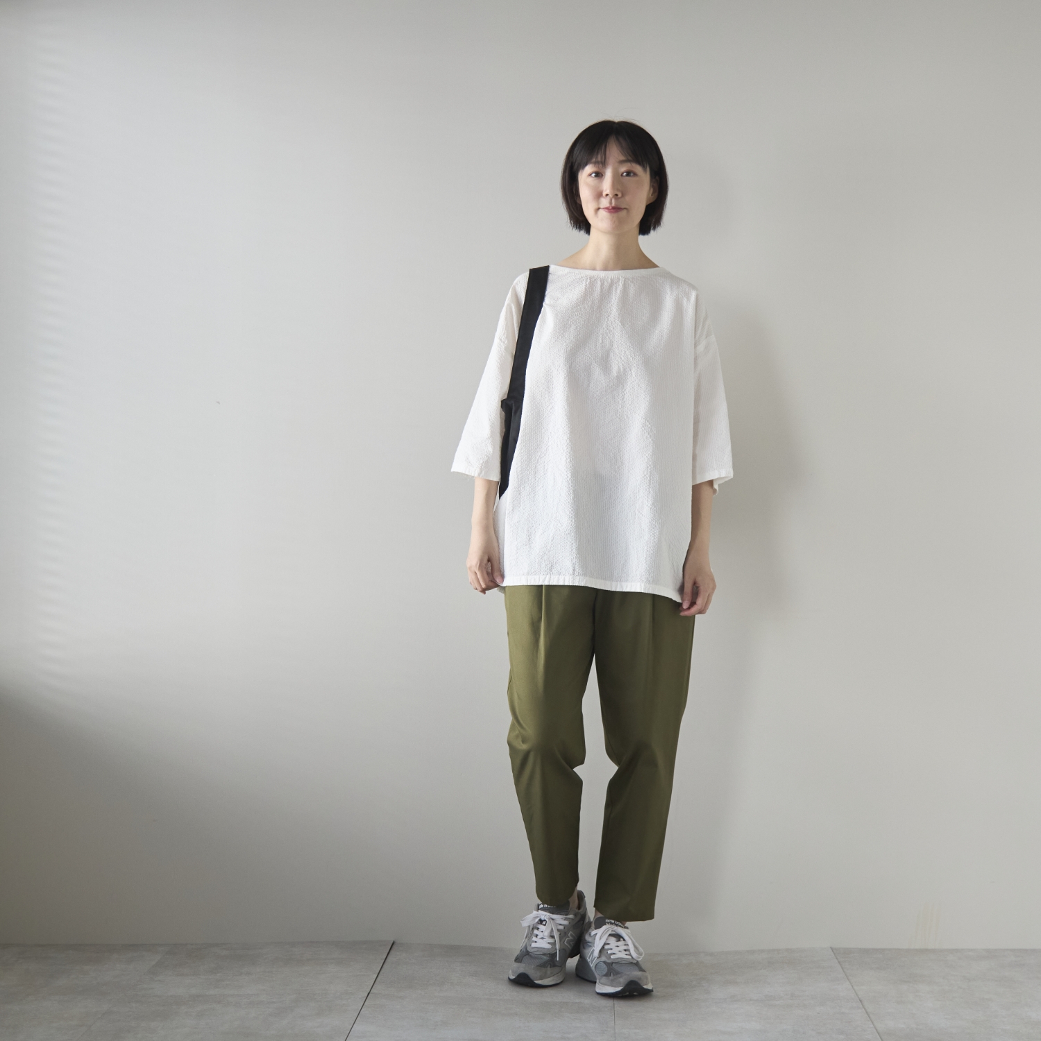 motone/ボートネック7分袖プルオーバー