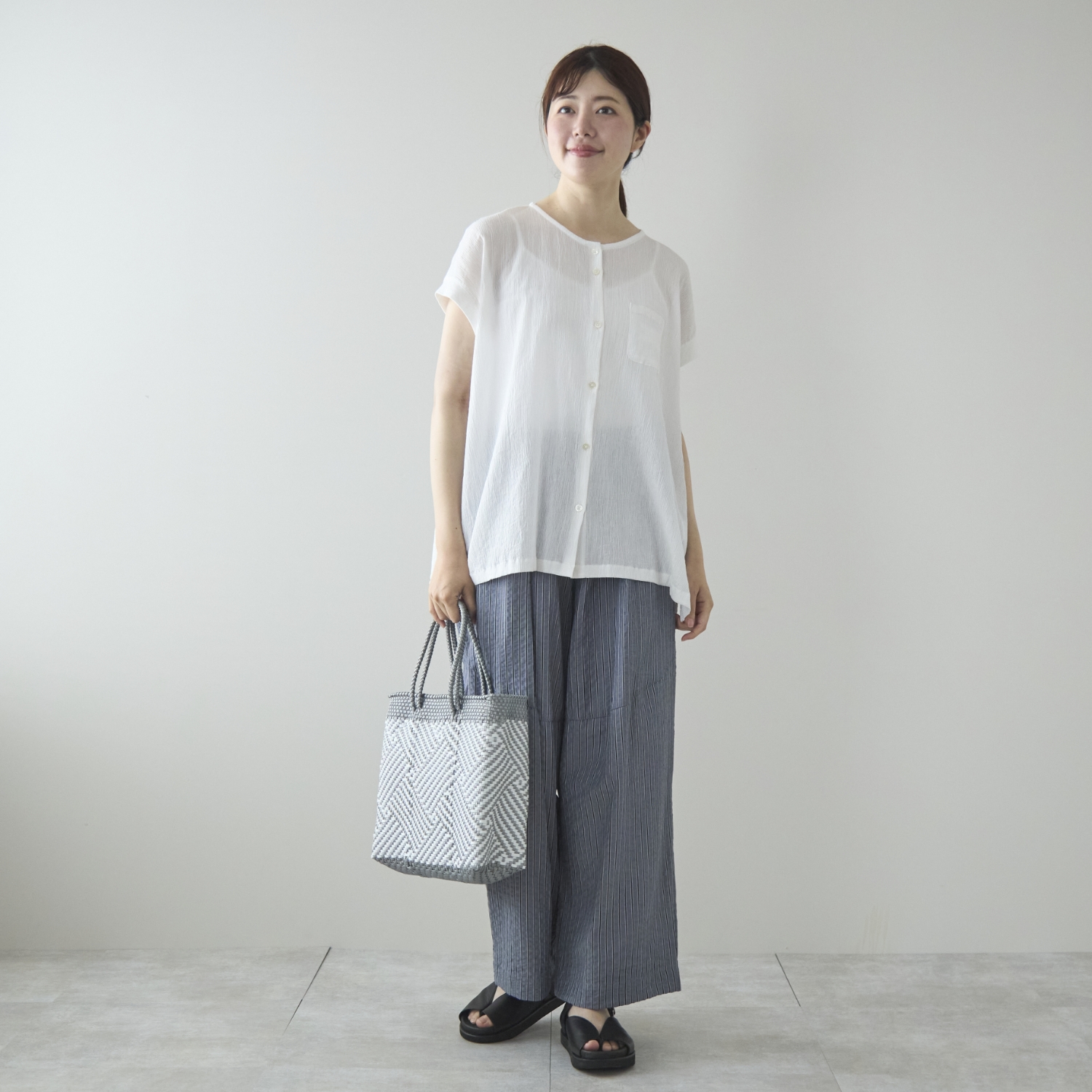 motone/レディスノーカラーシャツ 2nd ノースリーブ