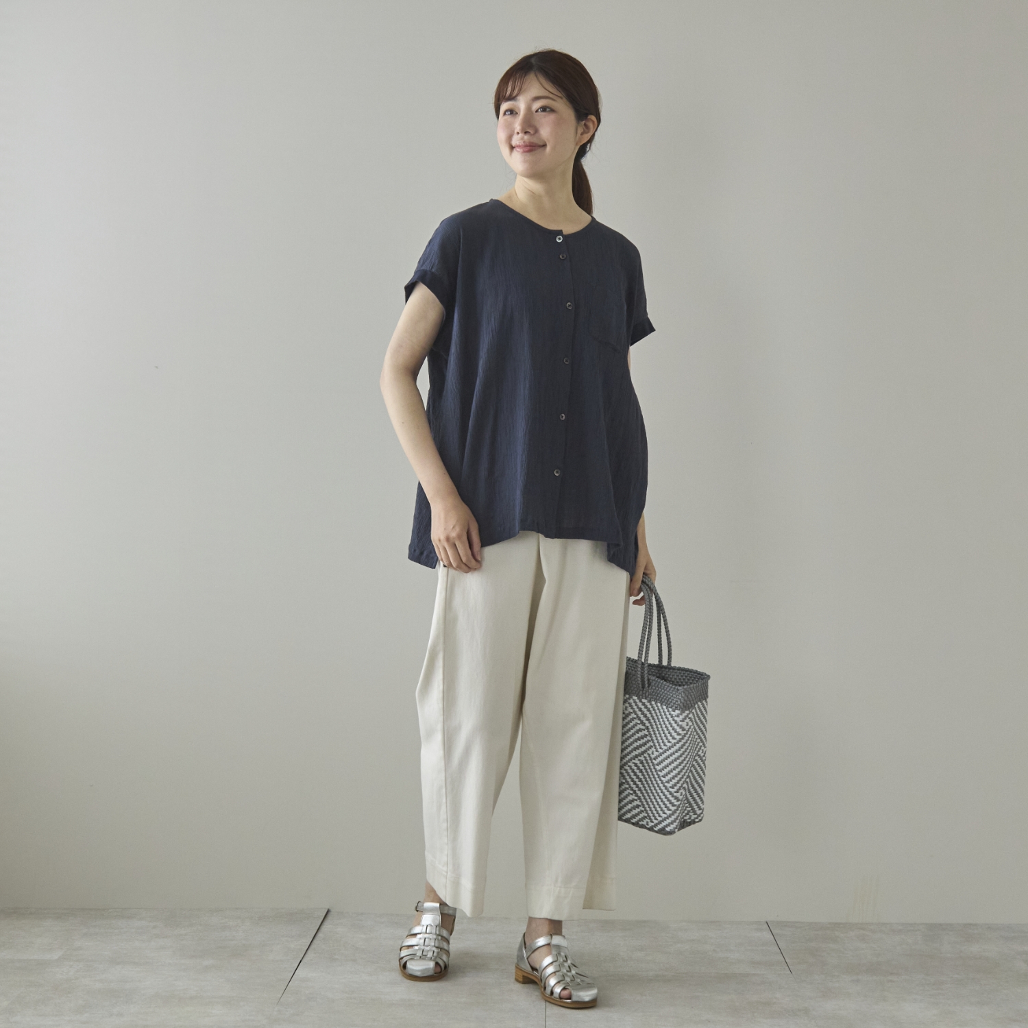 motone/レディスノーカラーシャツ 2nd ノースリーブ