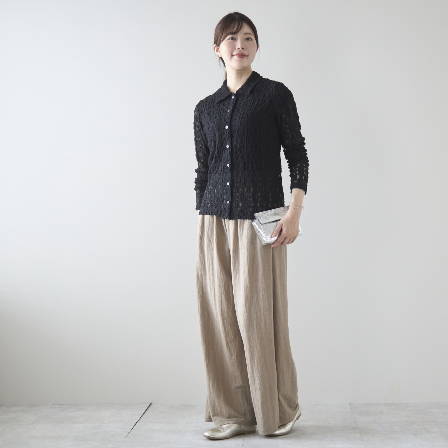 denicher/フラワーストレッチレース　シャツ