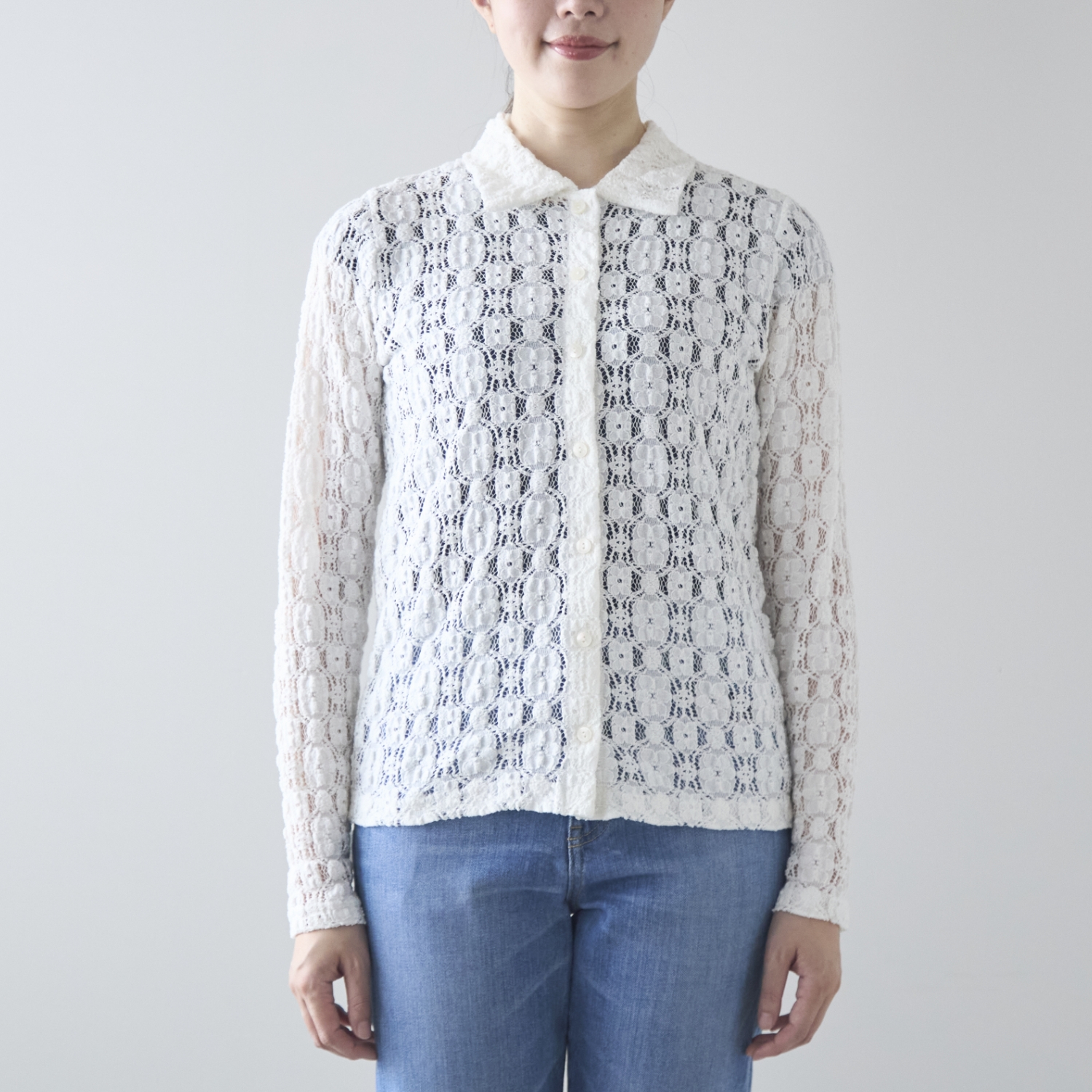 denicher/フラワーストレッチレース　シャツ