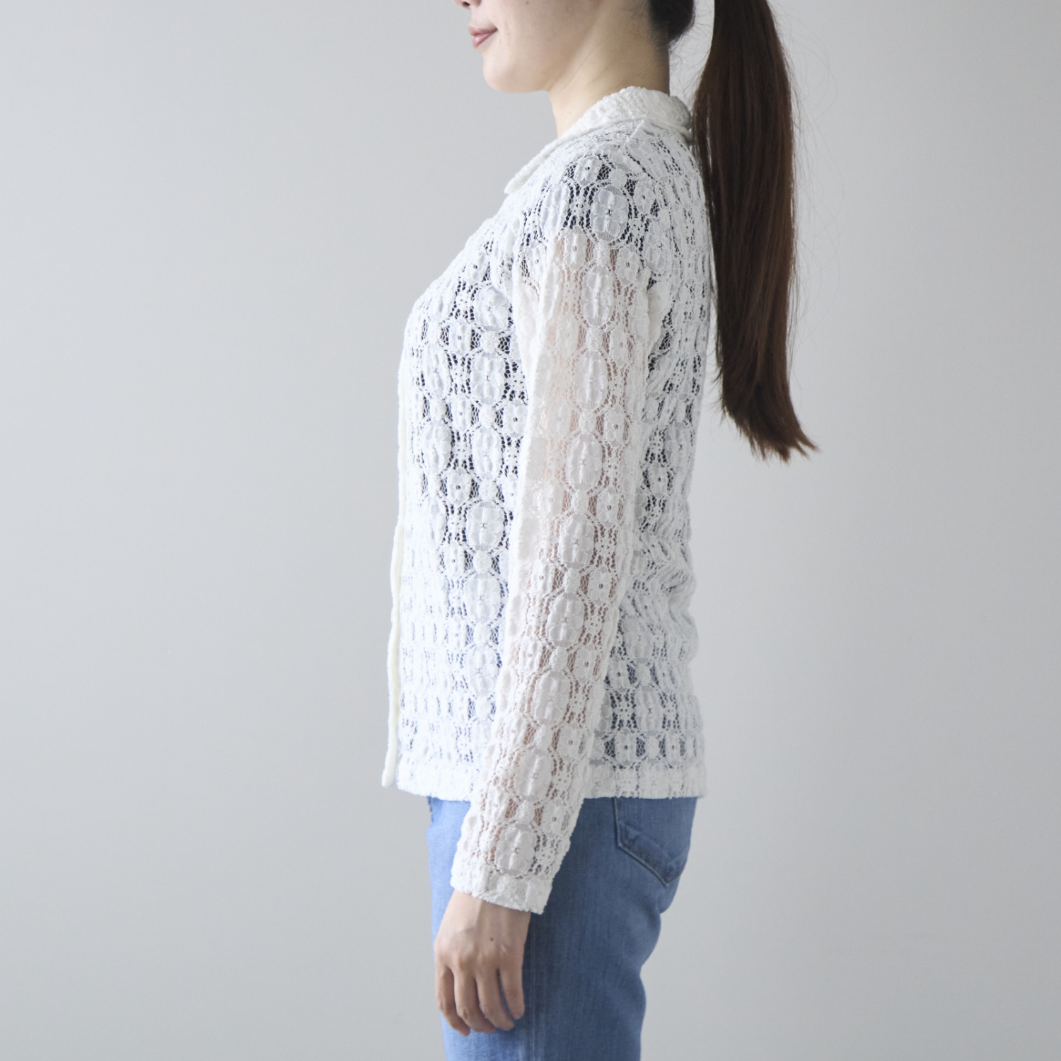 denicher/フラワーストレッチレース　シャツ