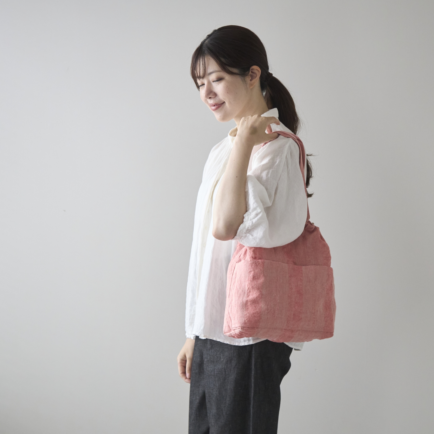 charm/リネンシャーリングバッグ　M