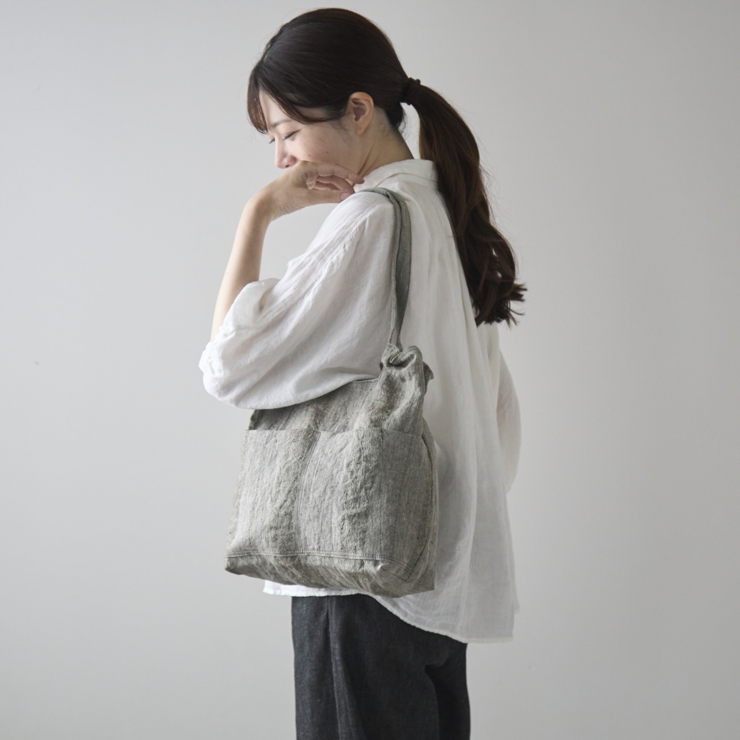 charm/リネンシャーリングバッグ　M