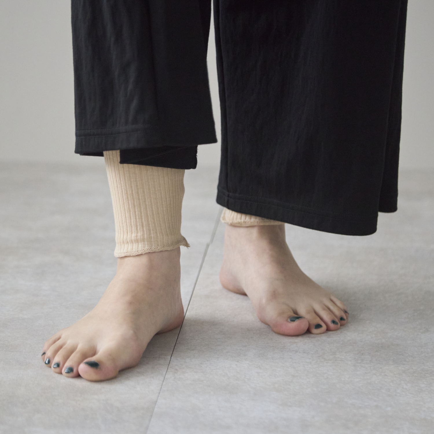 天衣無縫/リブロングパンツ　膝まわりゆったり