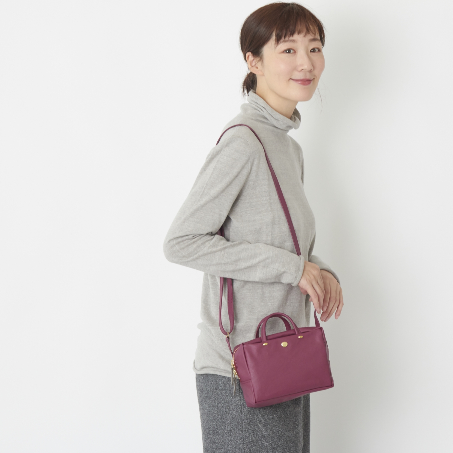 Neutral Gray/ジェーン 2way ショルダーバッグ ミニ -軽くて丈夫、雨に 