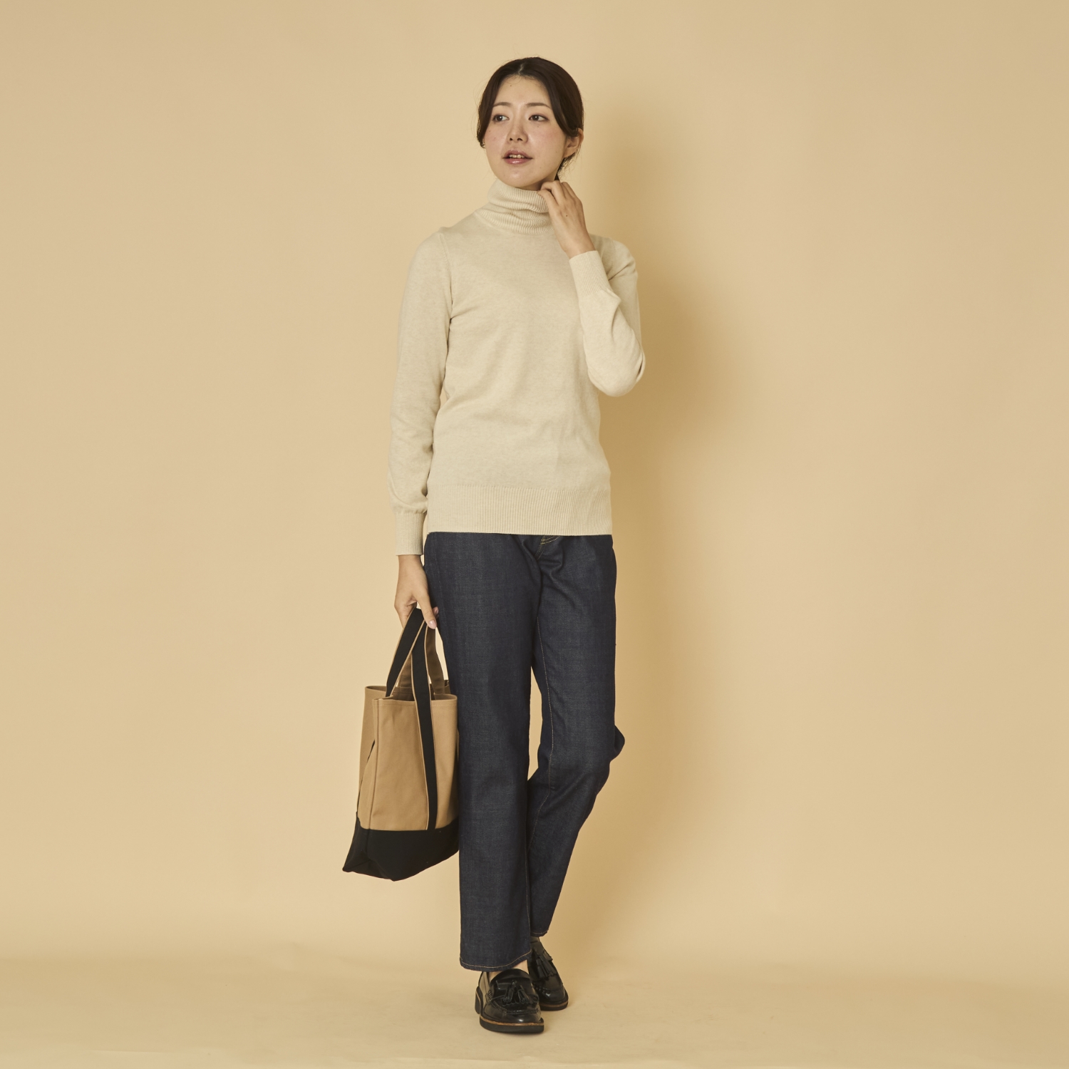 sisam/オーガニックコットン リブタートルネック