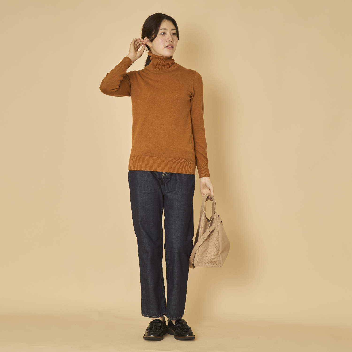 sisam/オーガニックコットン リブタートルネック