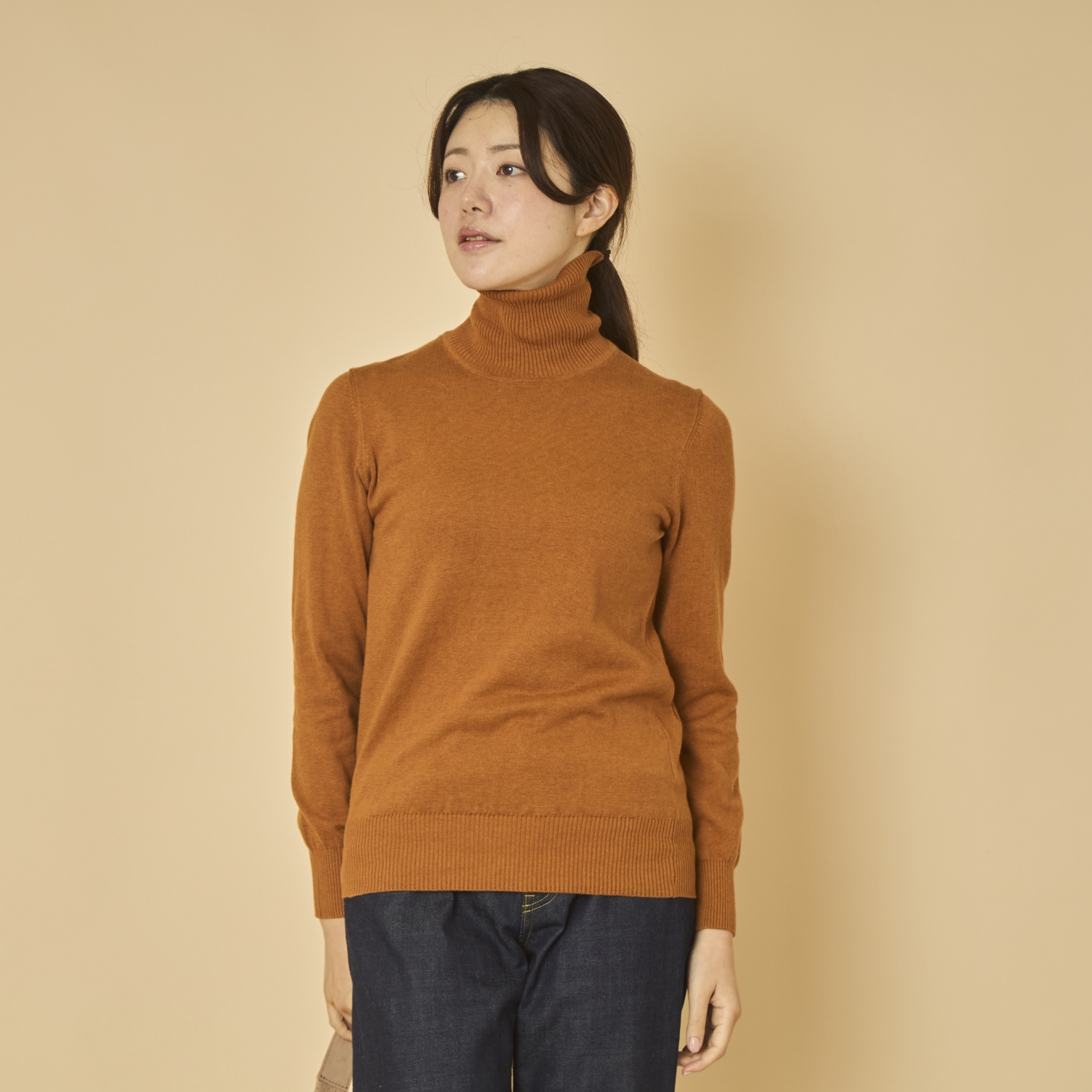 sisam/オーガニックコットン リブタートルネック