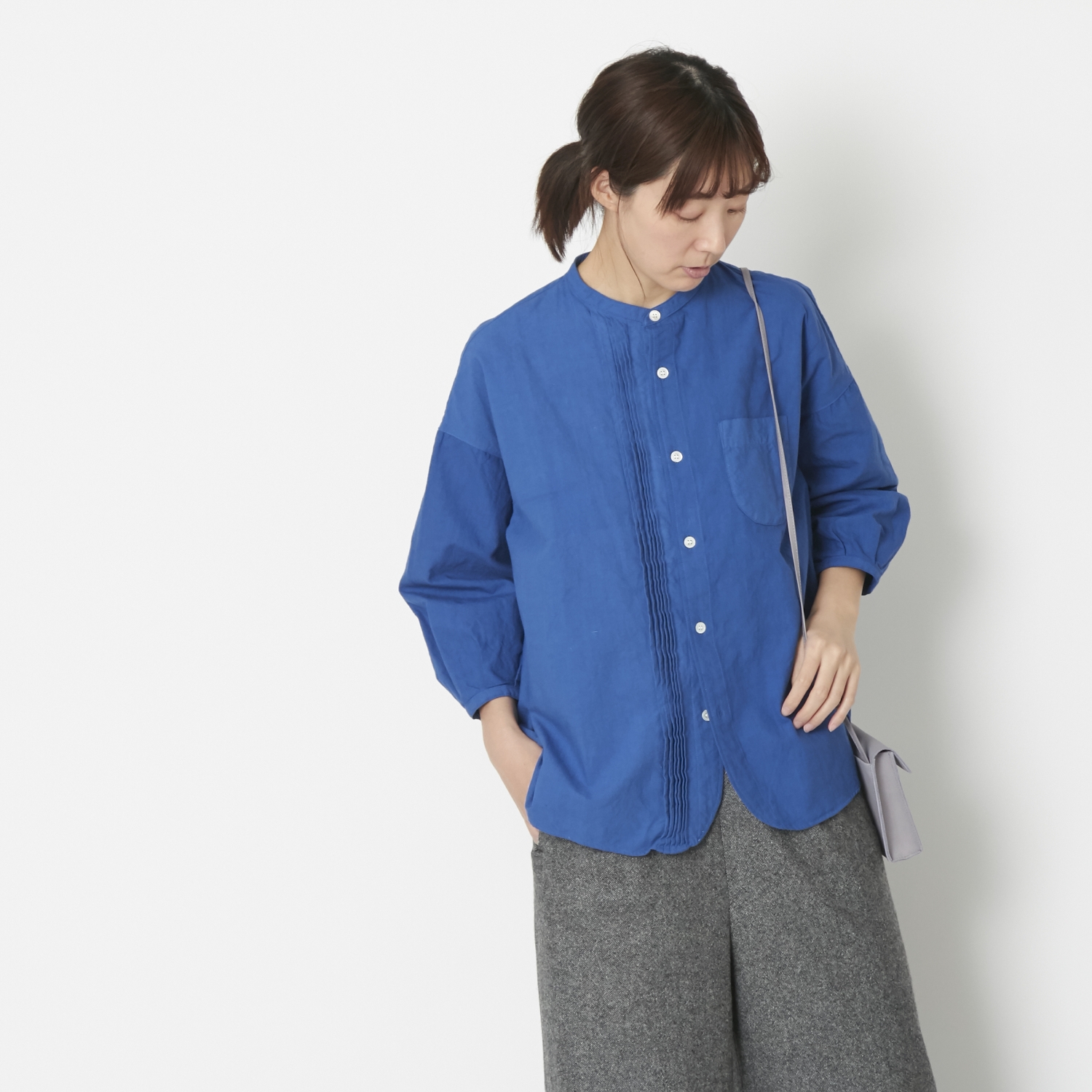C.P.KOO/khadi cotton ピンタックシャツ -【当店限定】透けないカディ 