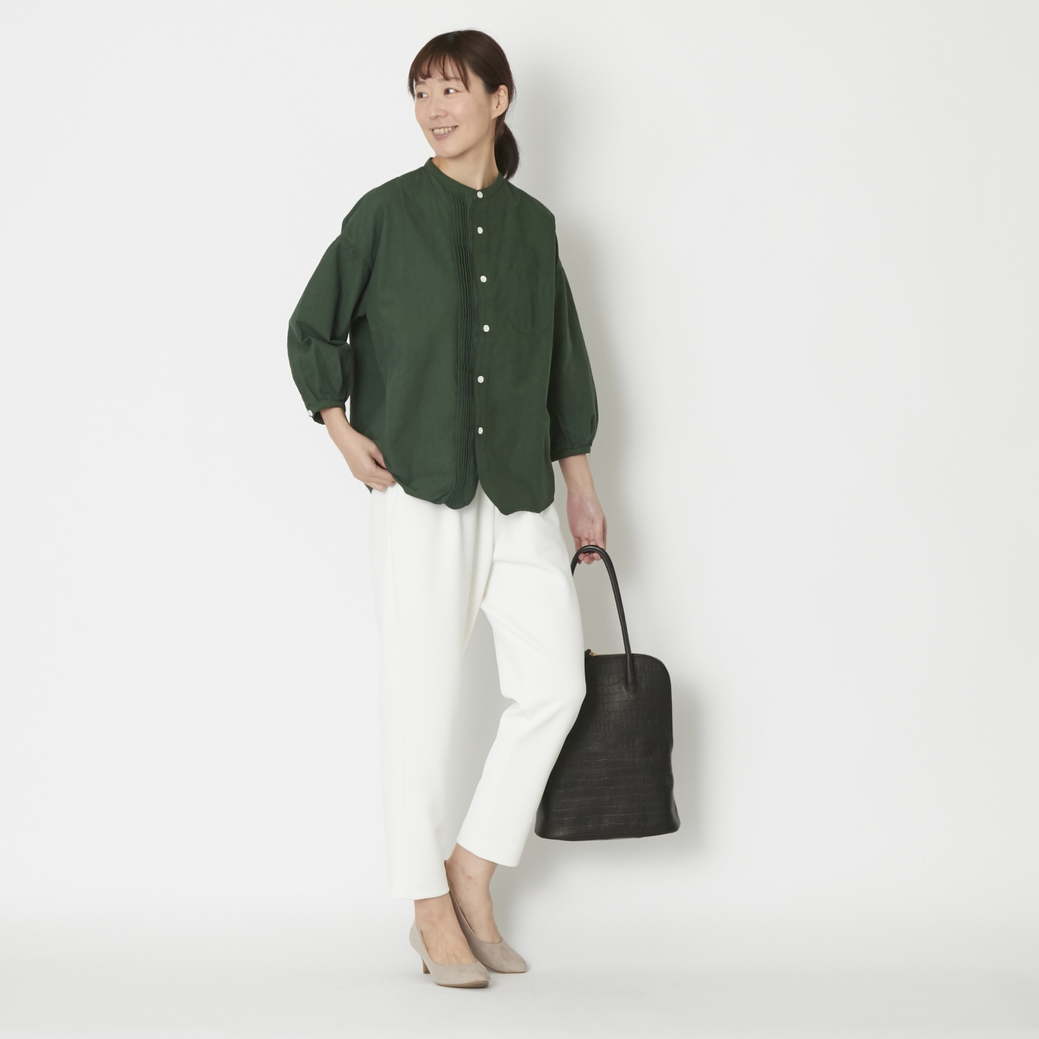 C.P.KOO/khadi cotton ピンタックシャツ -【当店限定】透けないカディ 