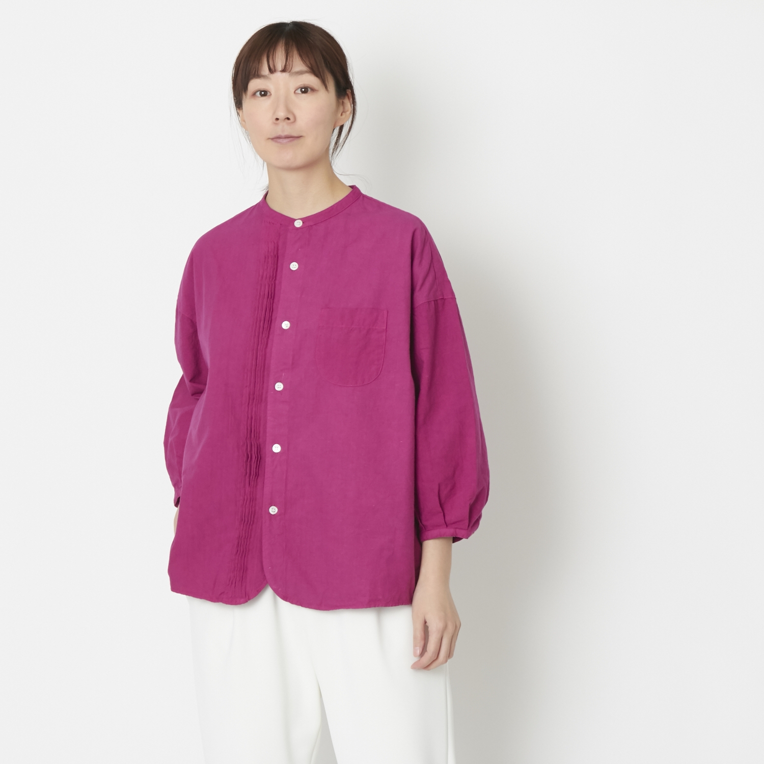 C.P.KOO/khadi cotton ピンタックシャツ -【当店限定】透けないカディ 