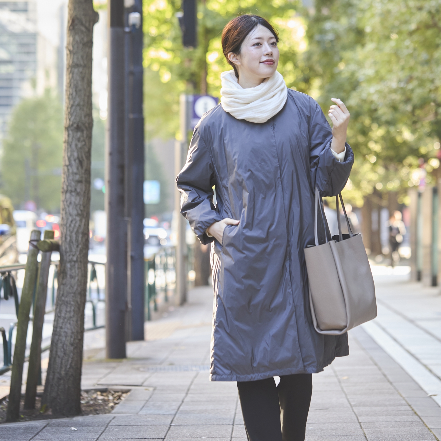 Kilka/家で洗えて羽毛より軽いファイバーダウンコート -軽くてあったか 