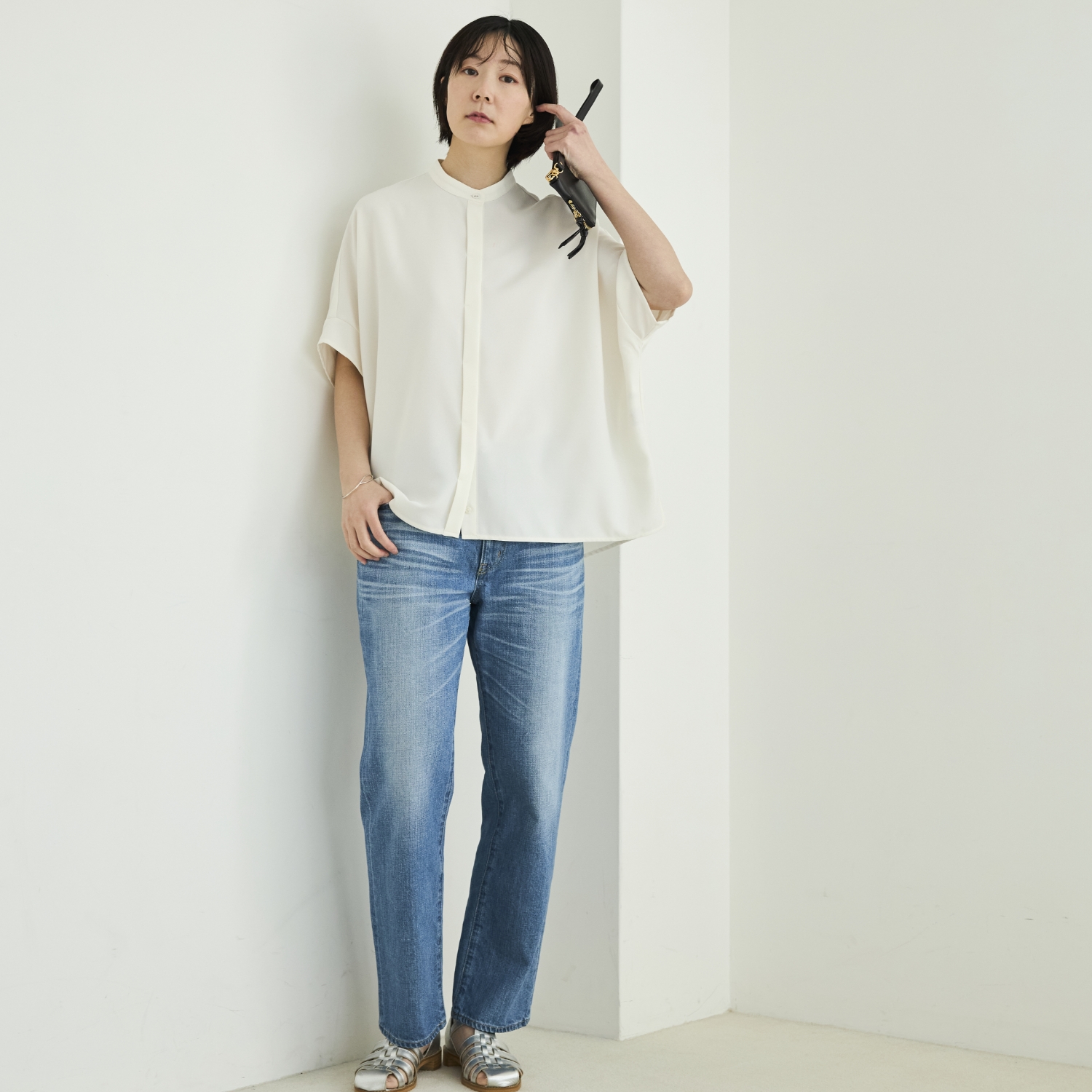Kilka/蒸れ知らずですぐ乾くきれいめ比翼ブラウス -ドライタッチでシワ 