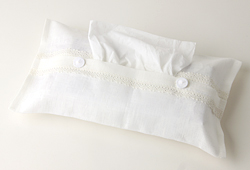 111.リネンティッシュカバー　レース Lino e Lina/ティッシュケースカバー レース -レースがあしらわれた