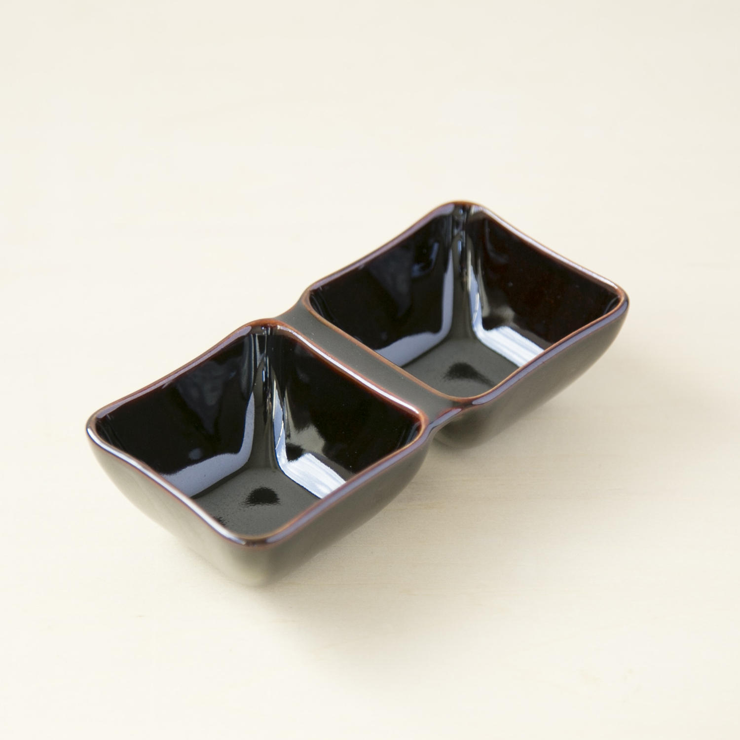miyama./oju 2つ仕切り皿S 天目釉