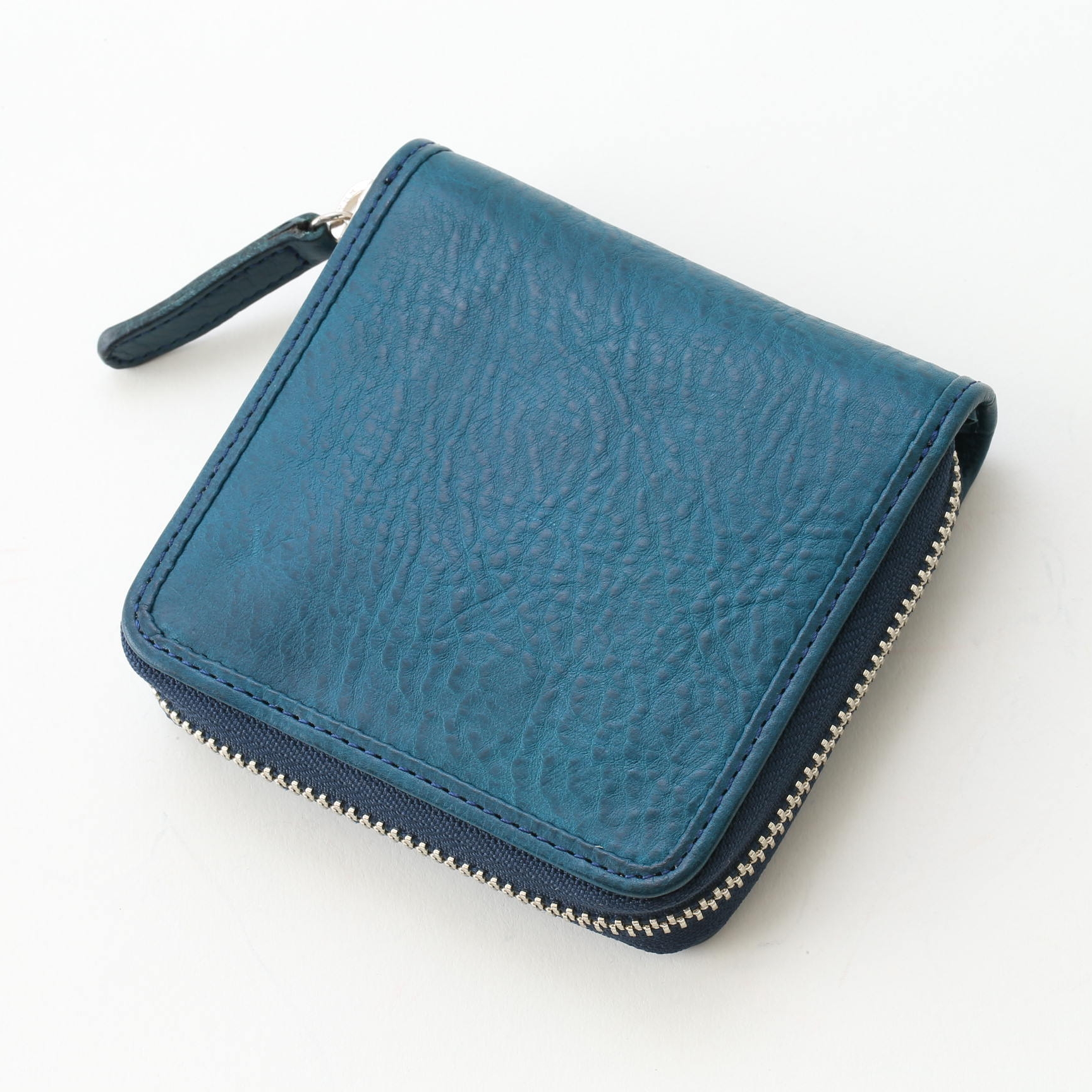 スクエア型ファスナー財布 ブルー