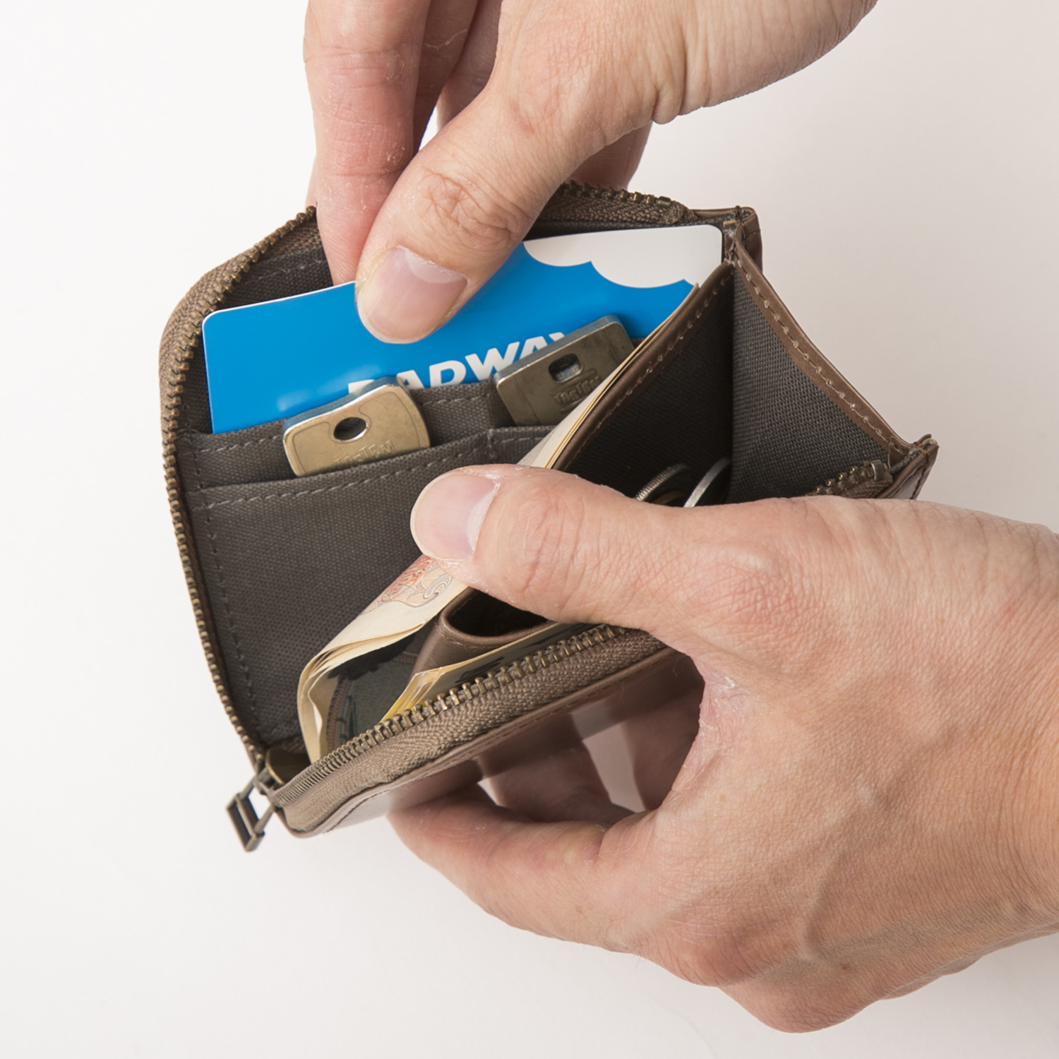 Slice/鍵ポケットつきコンパクト財布 カーフ -薄くて軽くてコンパクト
