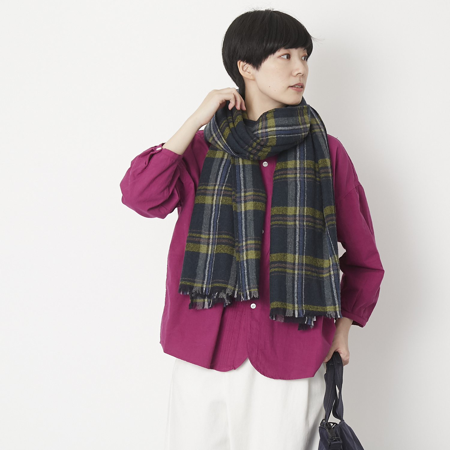 N O F L 尾州ウールチェック柄ストール スタイルストア