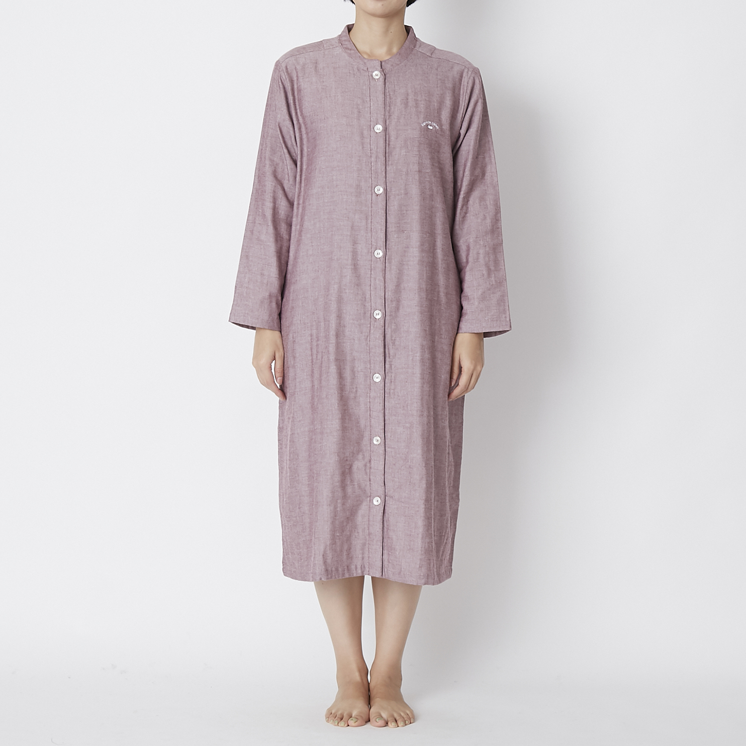 Kaimin Labo/雲ごこちガーゼストレッチ起毛パジャマ 無地長袖ワンピース レディース