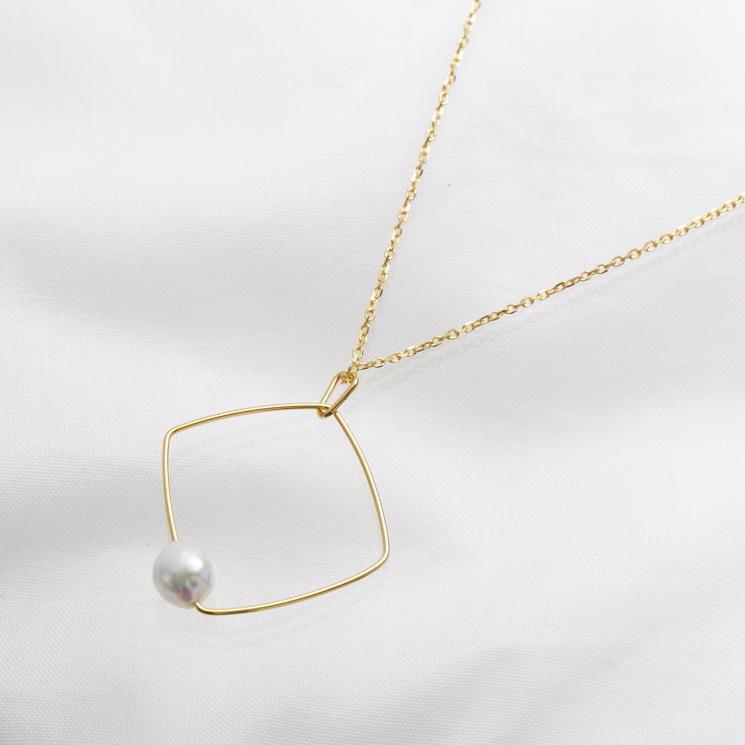 Sea Dew/gold line ロングネックレス スクエア