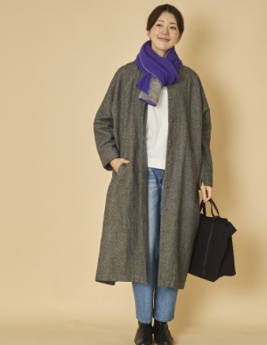 TANG./コットンリネン先染めツイル起毛 ライトコート