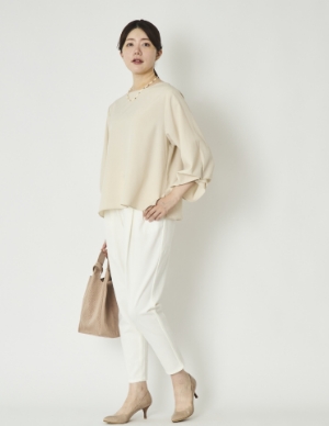 Kilka/蒸れにくい7分袖タックブラウス