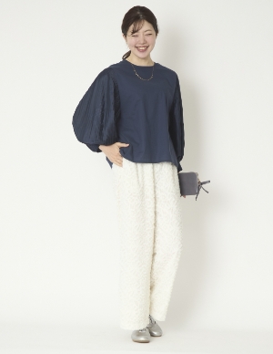 denicher/ドッキングプリーツスリーブブラウス