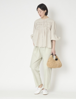 ubasoku/ウェーブピンタックブラウス