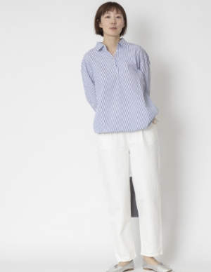 vent blanc/ストライプワッシャースキッパ―シャツ
