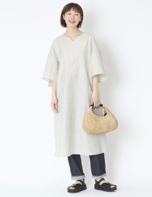 Kilka/軽くてすぐ乾くシャーリングワンピース